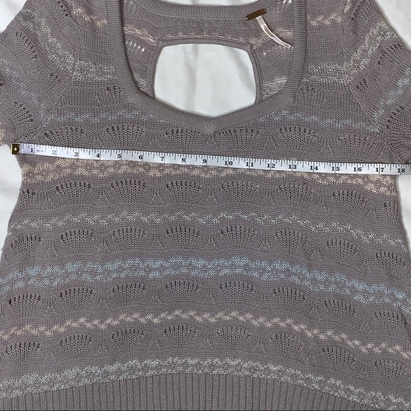 Free People Wool Fair Isle Shimmer Knit Sweater Top Gray Pink Blue S Cozy Winter - Picture 11 of 16